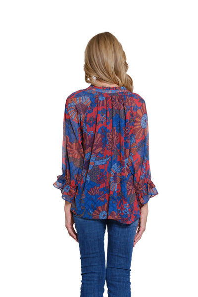 Double Flounce Sleeve Print Top - Multi