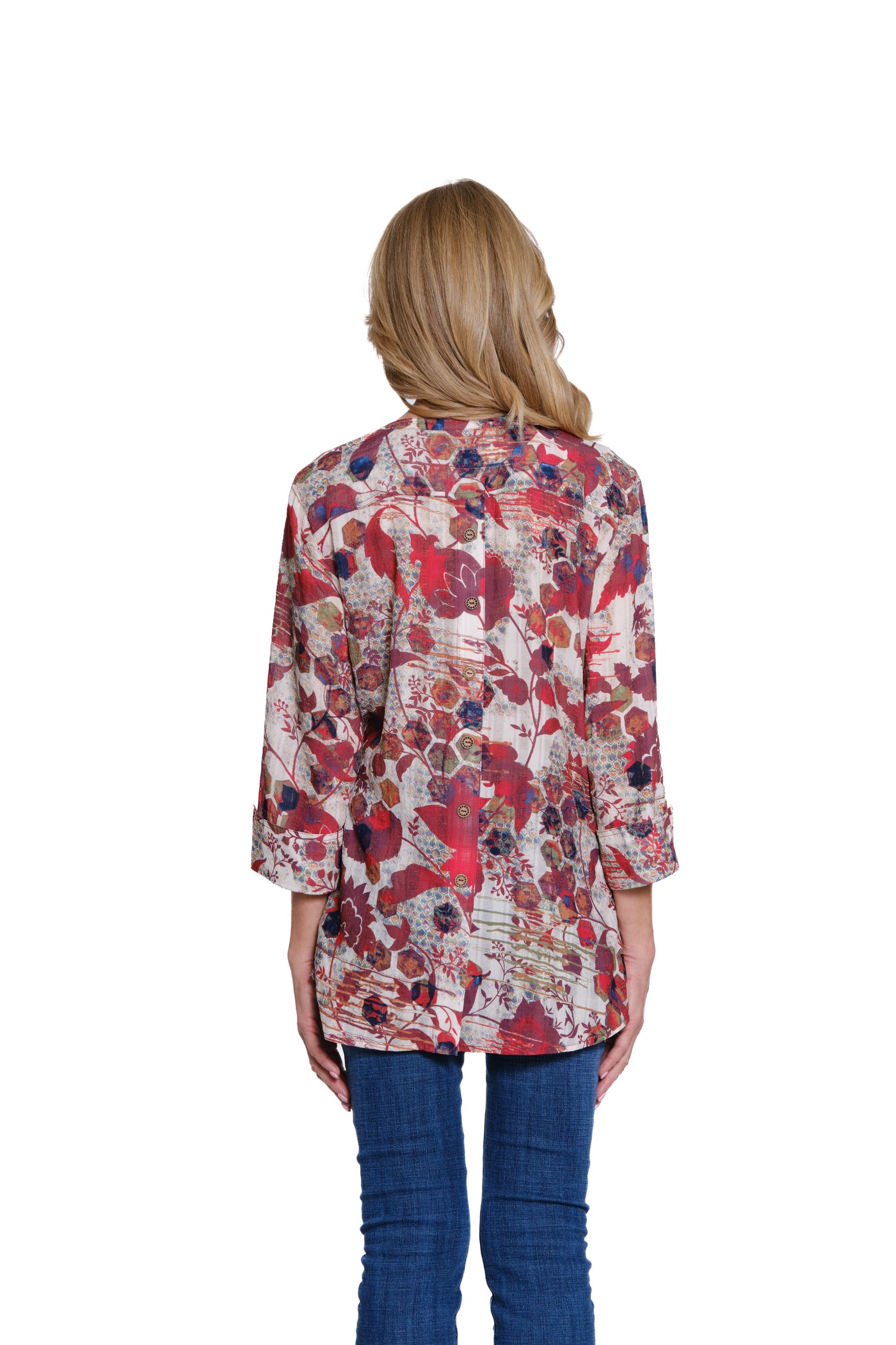 Turn-Up Cuff Printed Woven Shirt - Plus - Multi