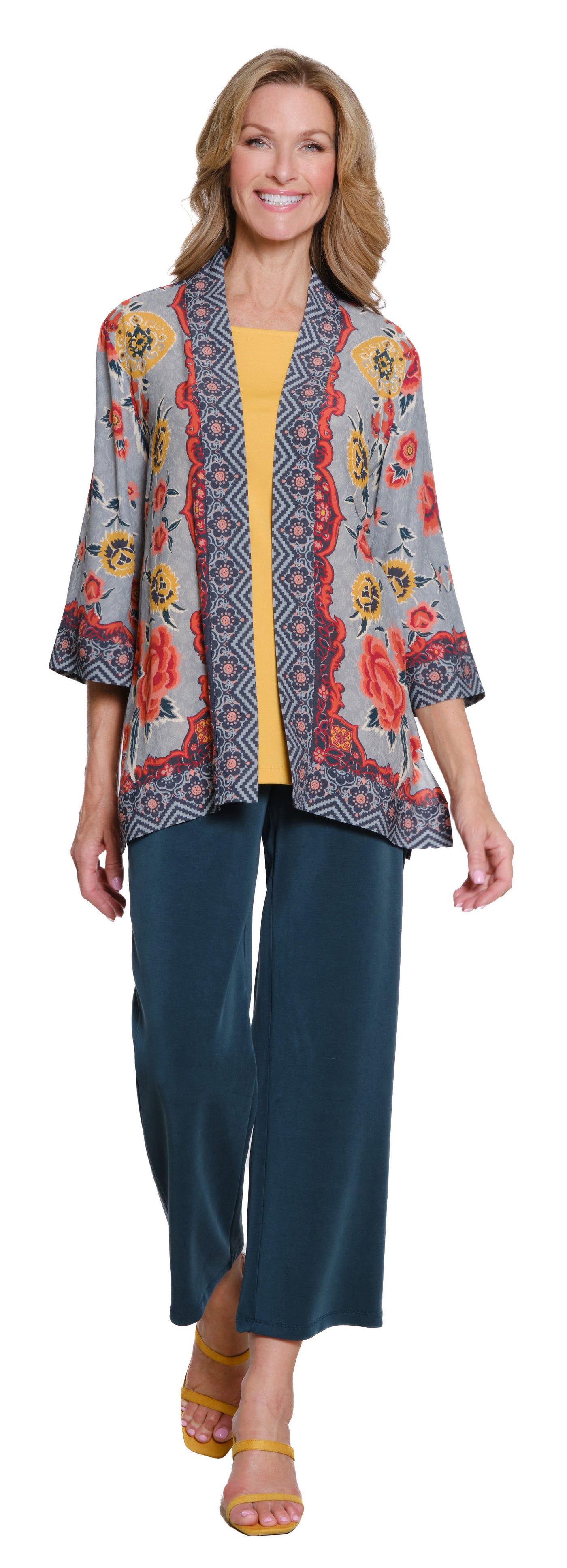 Floral Print Open Front Crepe Jacket - Multi