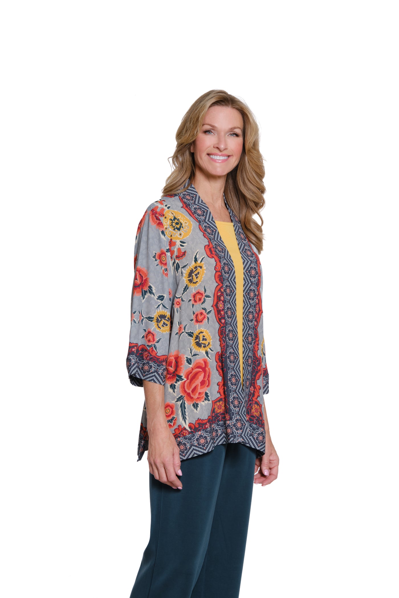 Floral Print Open Front Crepe Jacket - Multi