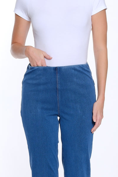 Comfort Cloud Knit Denim Ankle Jean - Medium Indigo