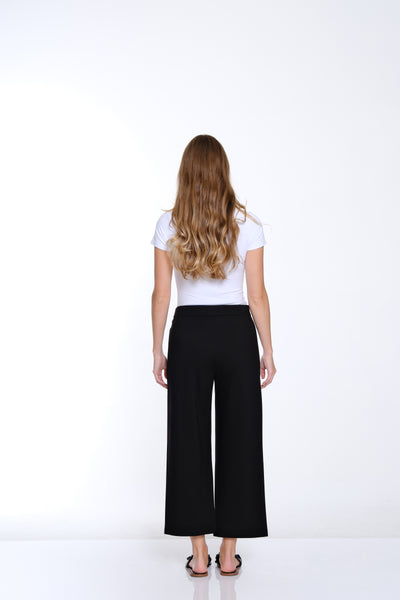 Ponte Wide Leg Crop Pant - Black