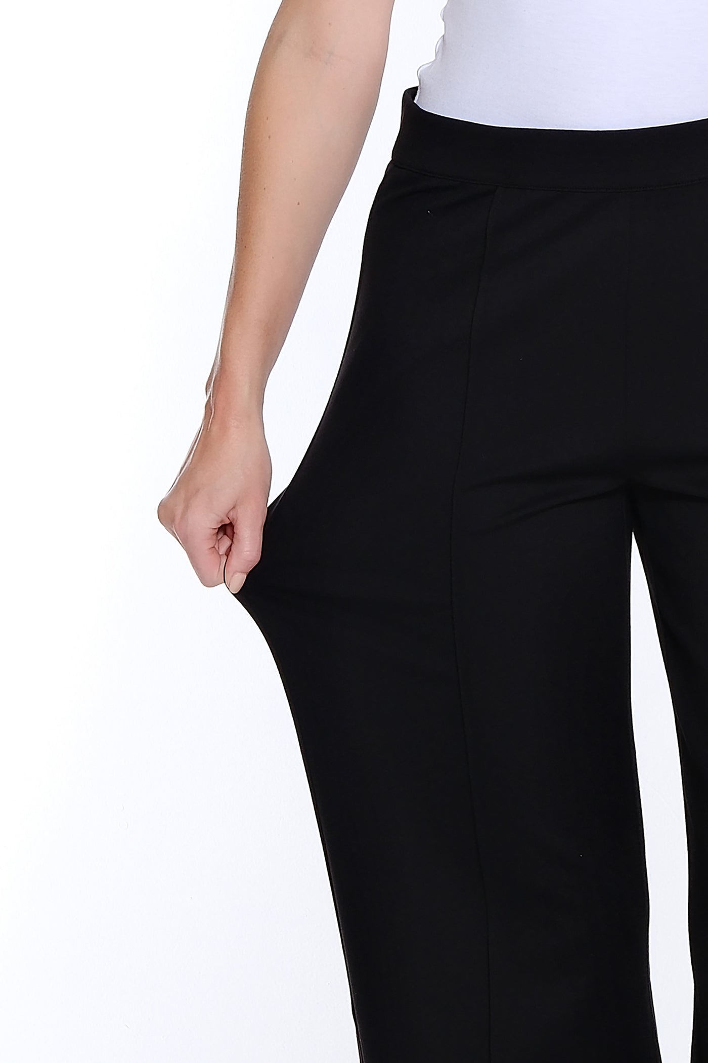 Ponte Wide Leg Crop Pant - Black