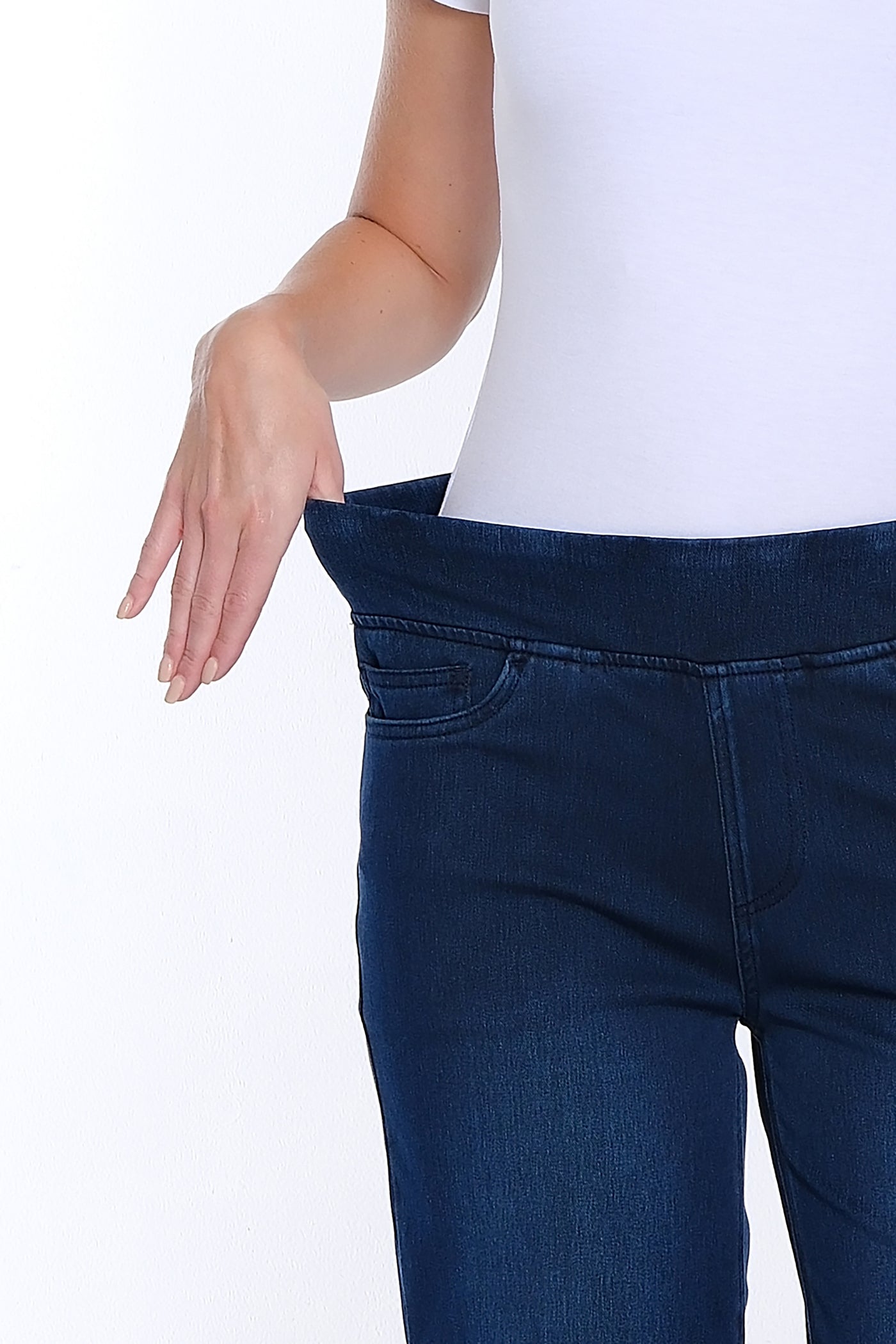 Stretch Knit Wide Leg Denim Ankle Jean - Midnight Indigo