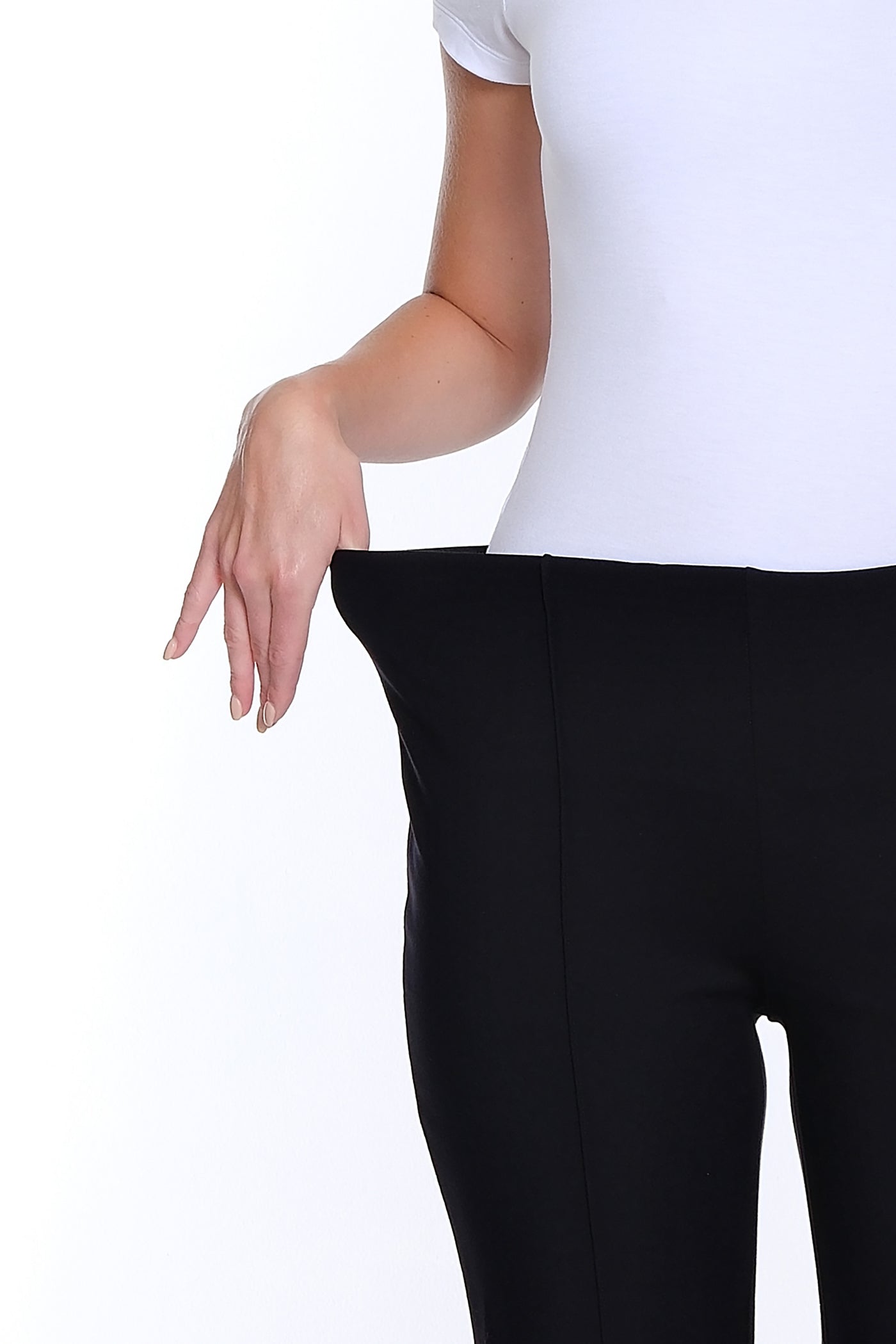 Stretch Ponte Pintuck Flare Leg Pant - Black