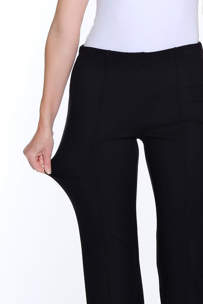 Stretch Ponte Pintuck Flare Leg Pant - Black