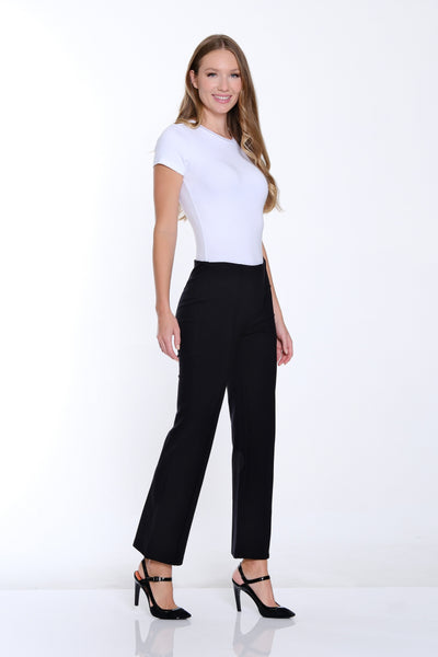 Stretch Ponte Pintuck Flare Leg Pant - Women's - Black