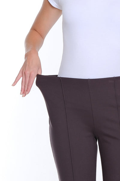 Stretch Ponte Pintuck Flare Leg Pant - Grey