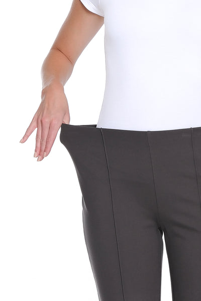 Stretch Ponte Pintuck Flare Leg Pant - Grey