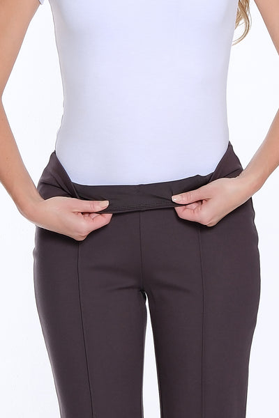 Stretch Ponte Pintuck Flare Leg Pant - Grey