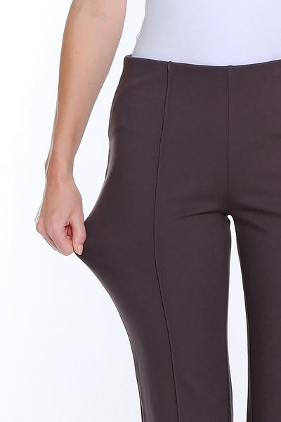 Stretch Ponte Pintuck Flare Leg Pant - Grey