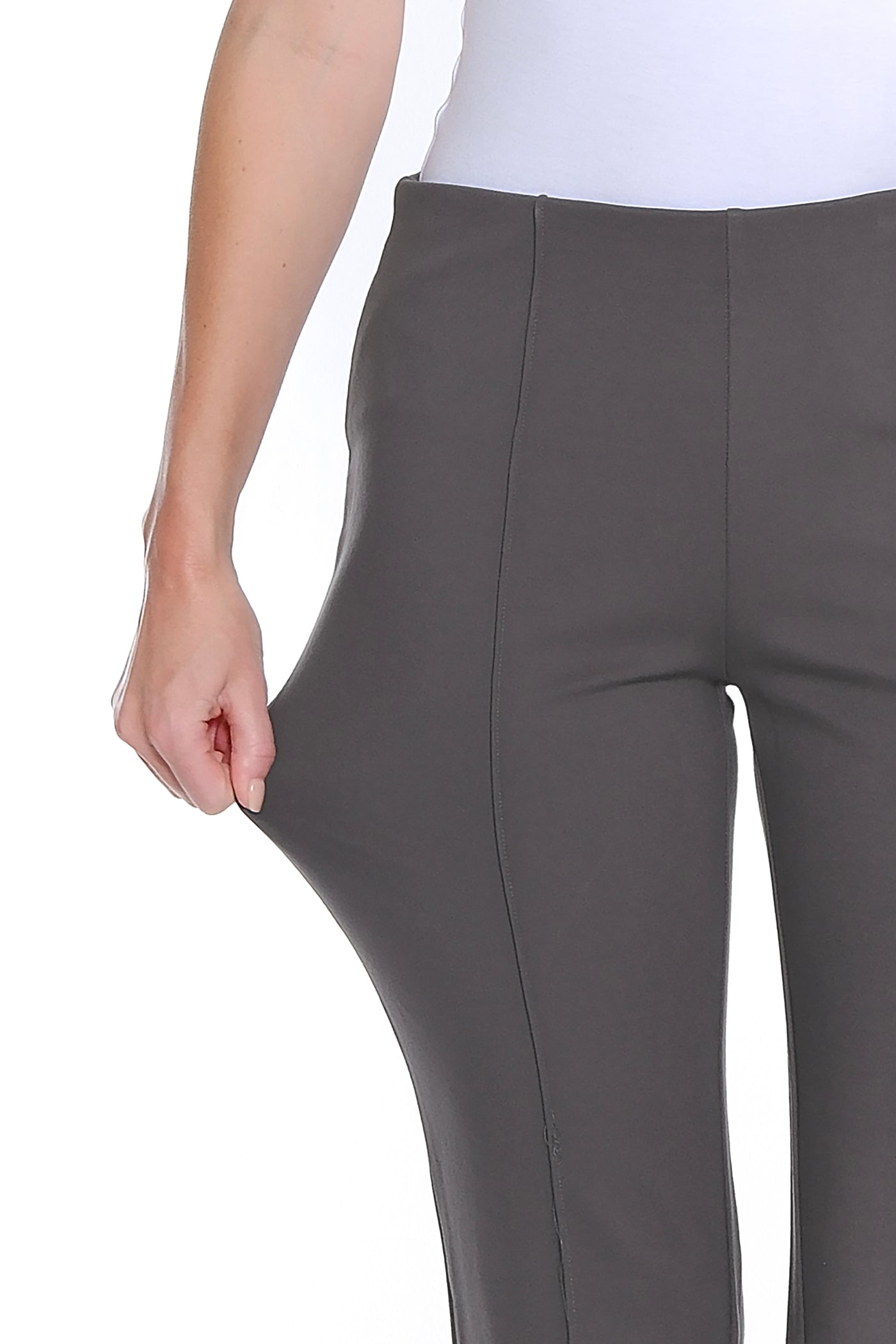 Stretch Ponte Pintuck Flare Leg Pant - Grey