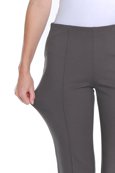 Stretch Ponte Pintuck Flare Leg Pant - Grey