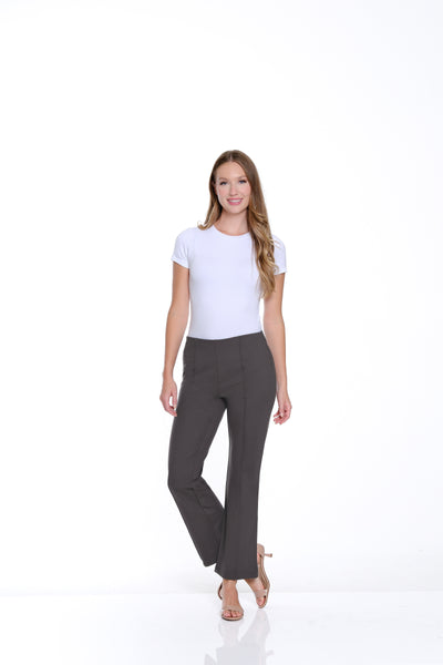 Stretch Ponte Pintuck Flare Leg Pant - Grey