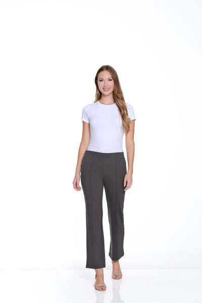 Stretch Ponte Pintuck Flare Leg Pant - Grey