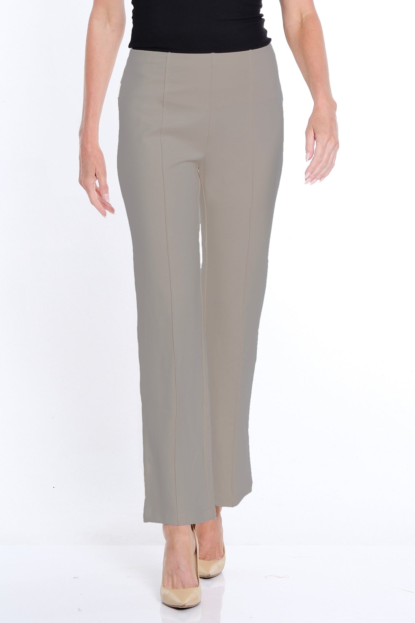 Stretch Ponte Pintuck Flare Leg Pant - Women's - Stone