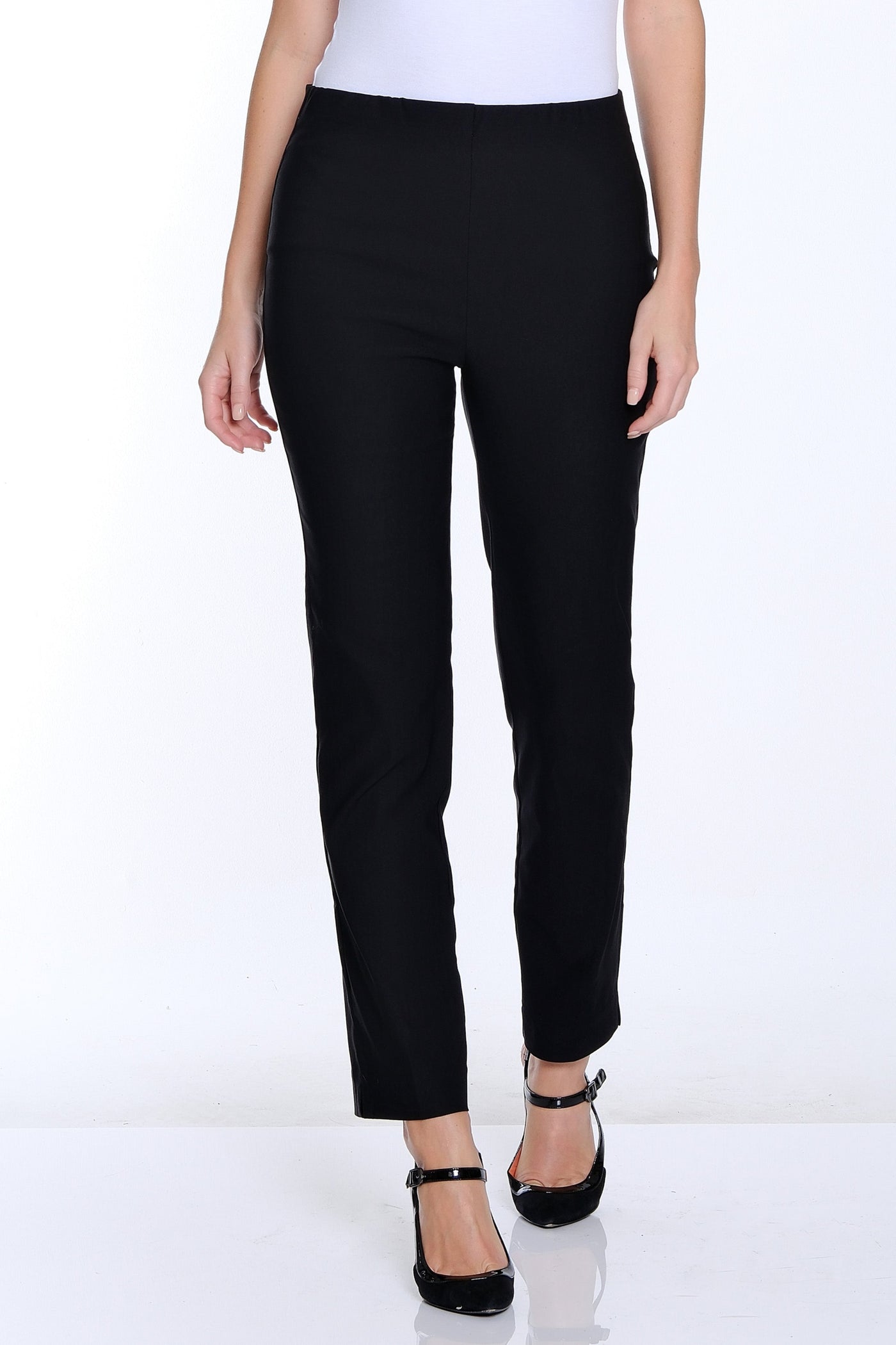 Pull-On Fine Line Twill Ankle Pant - Black