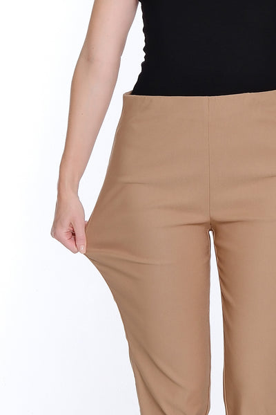 Pull-On Fine Line Twill Ankle Pant - Tan