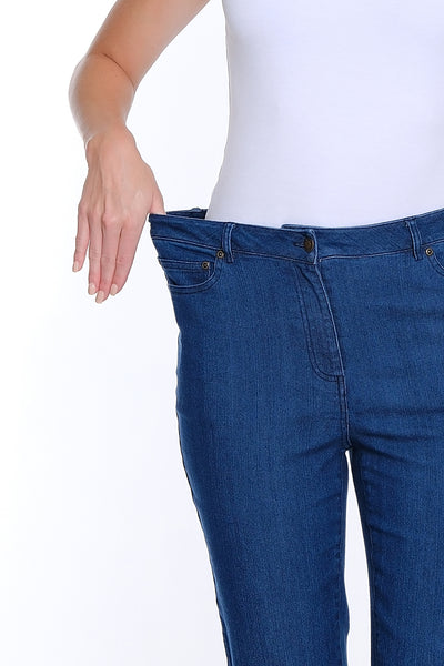 Silk Stretch Denim Ankle Jean - Dark Denim