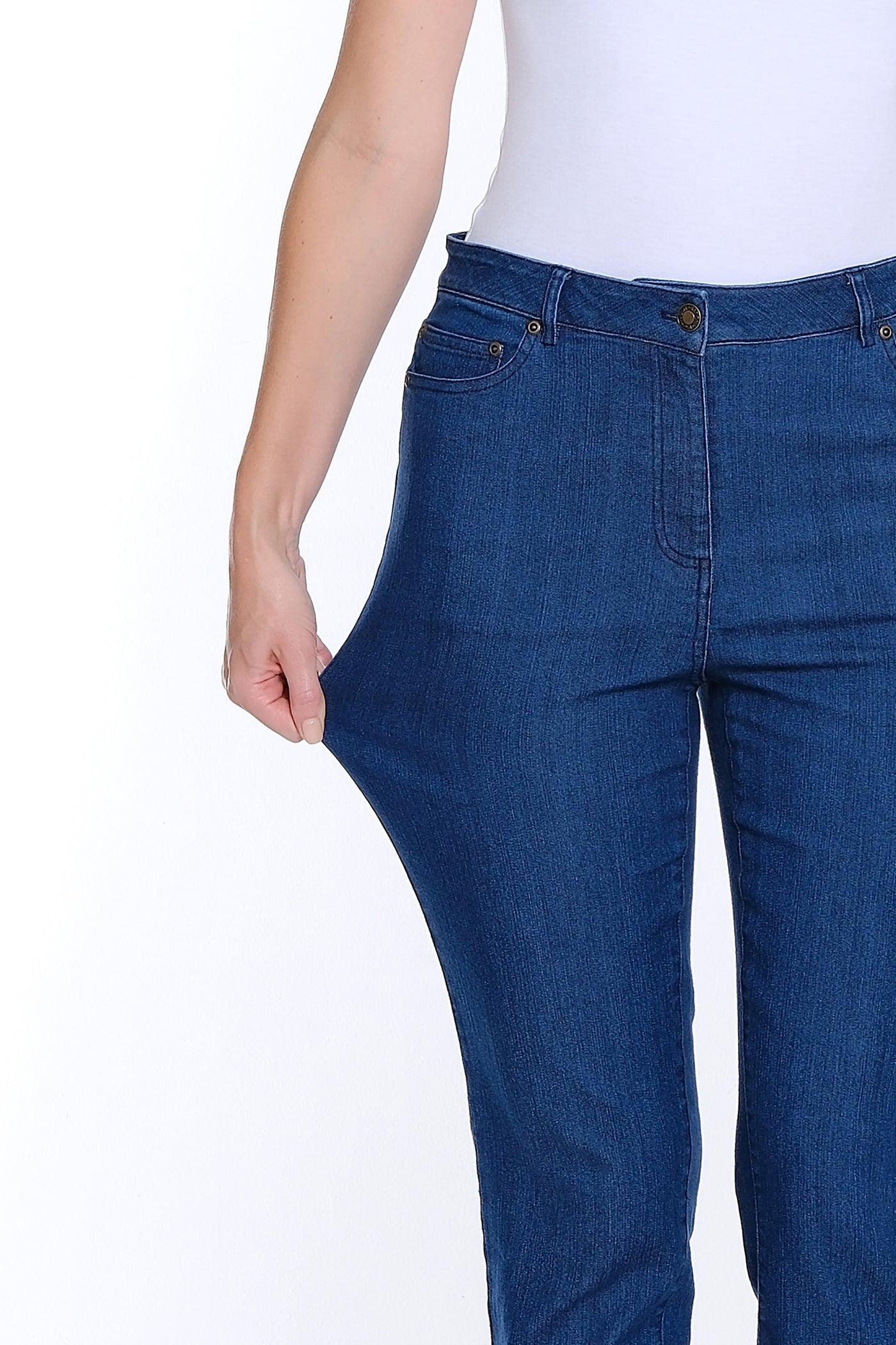 Silk Stretch Denim Ankle Jean - Dark Denim