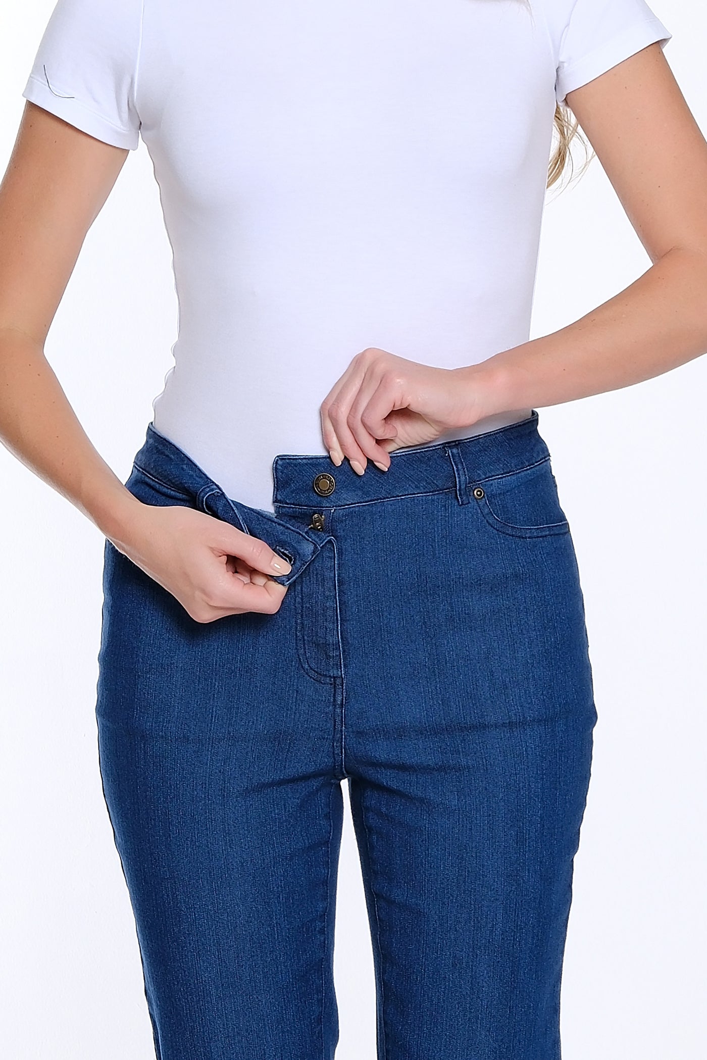 Silk Stretch Denim Ankle Jean - Dark Denim