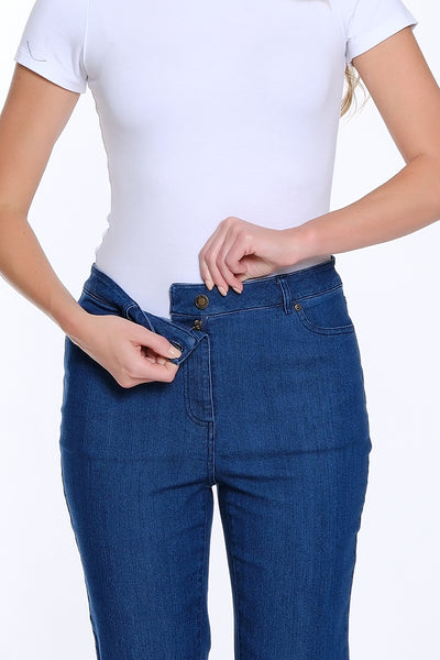 Silk Stretch Denim Ankle Jean - Dark Denim