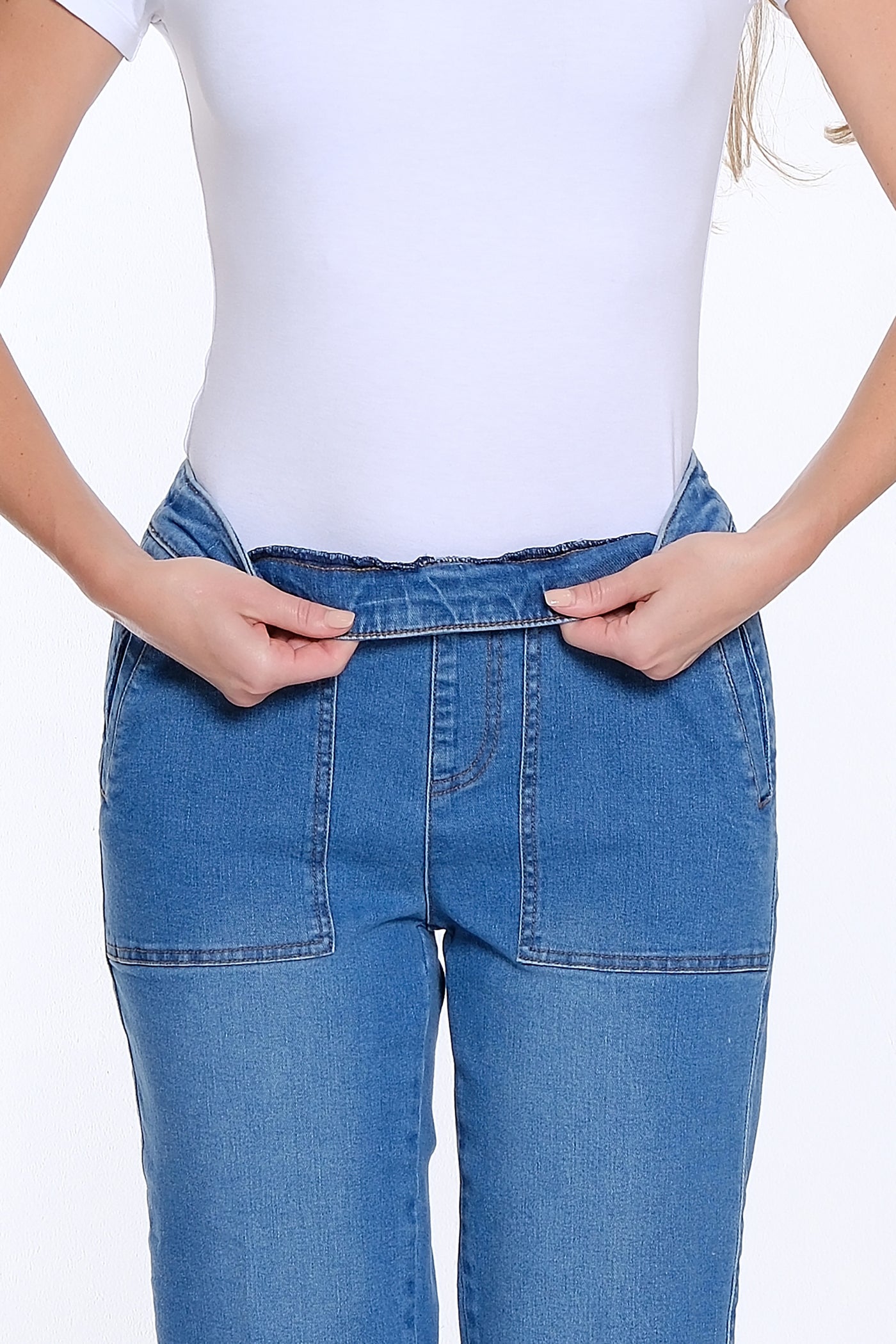Wide Leg Crop Denim Jean with Fringe Hem - Medium Indigo