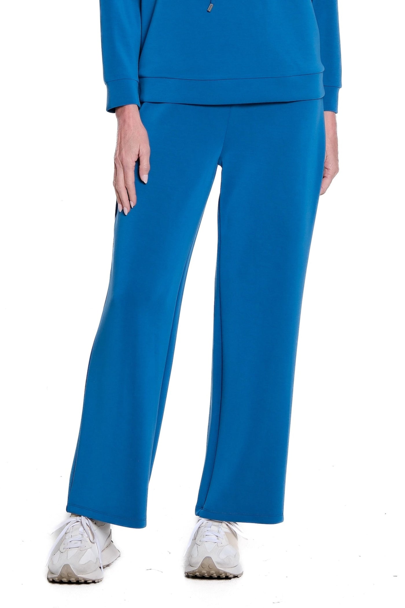 Wide Band Knit Wide Leg Ankle Pant - Petite - Peacock