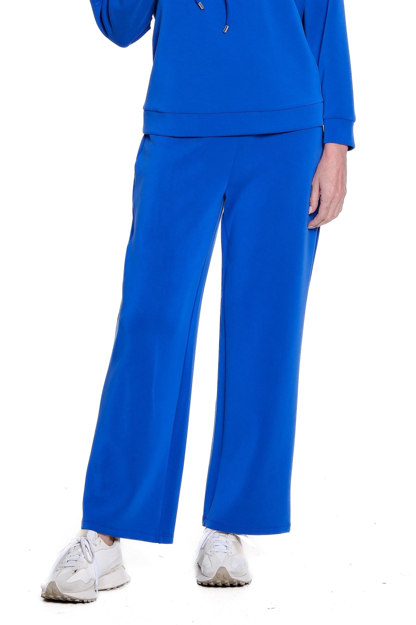 Wide Band Knit Wide Leg Ankle Pant - Plus - Royal