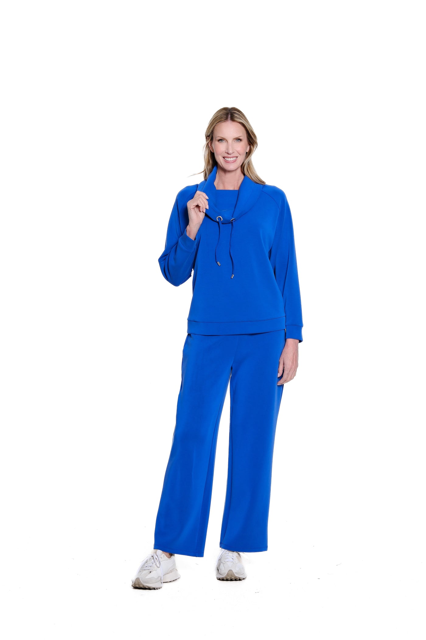 Wide Band Knit Wide Leg Ankle Pant - Plus - Royal