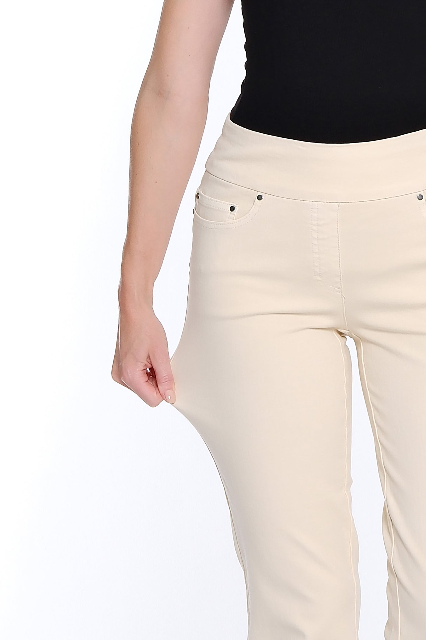 Denim Ankle Jean with Fringe Hem - Parchment