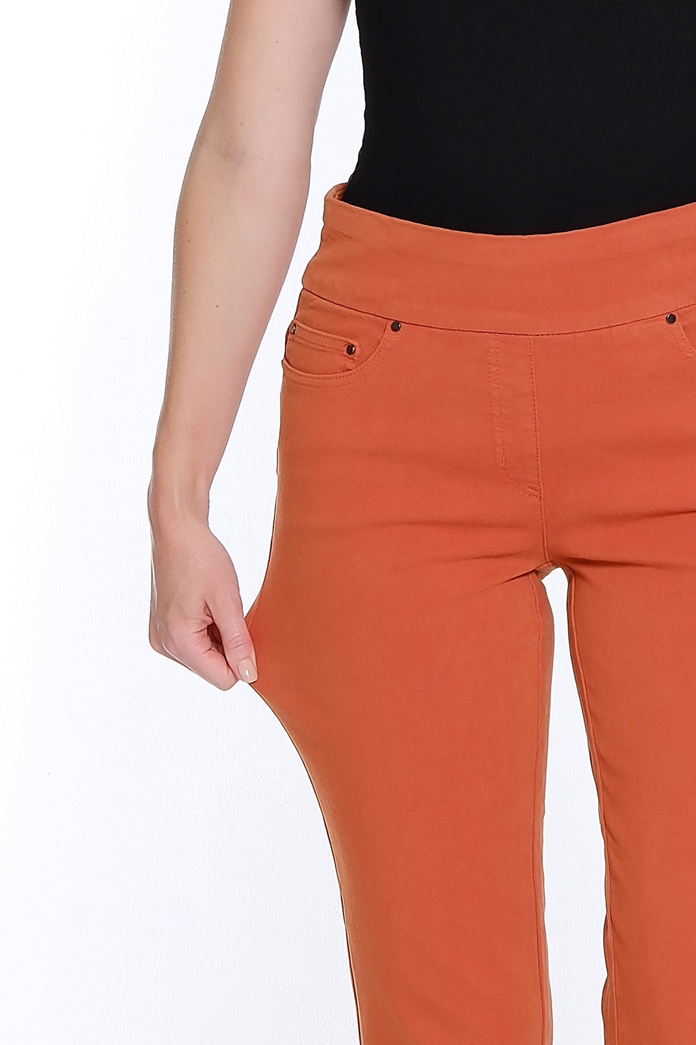 Denim Ankle Jean with Fringe Hem - Spice