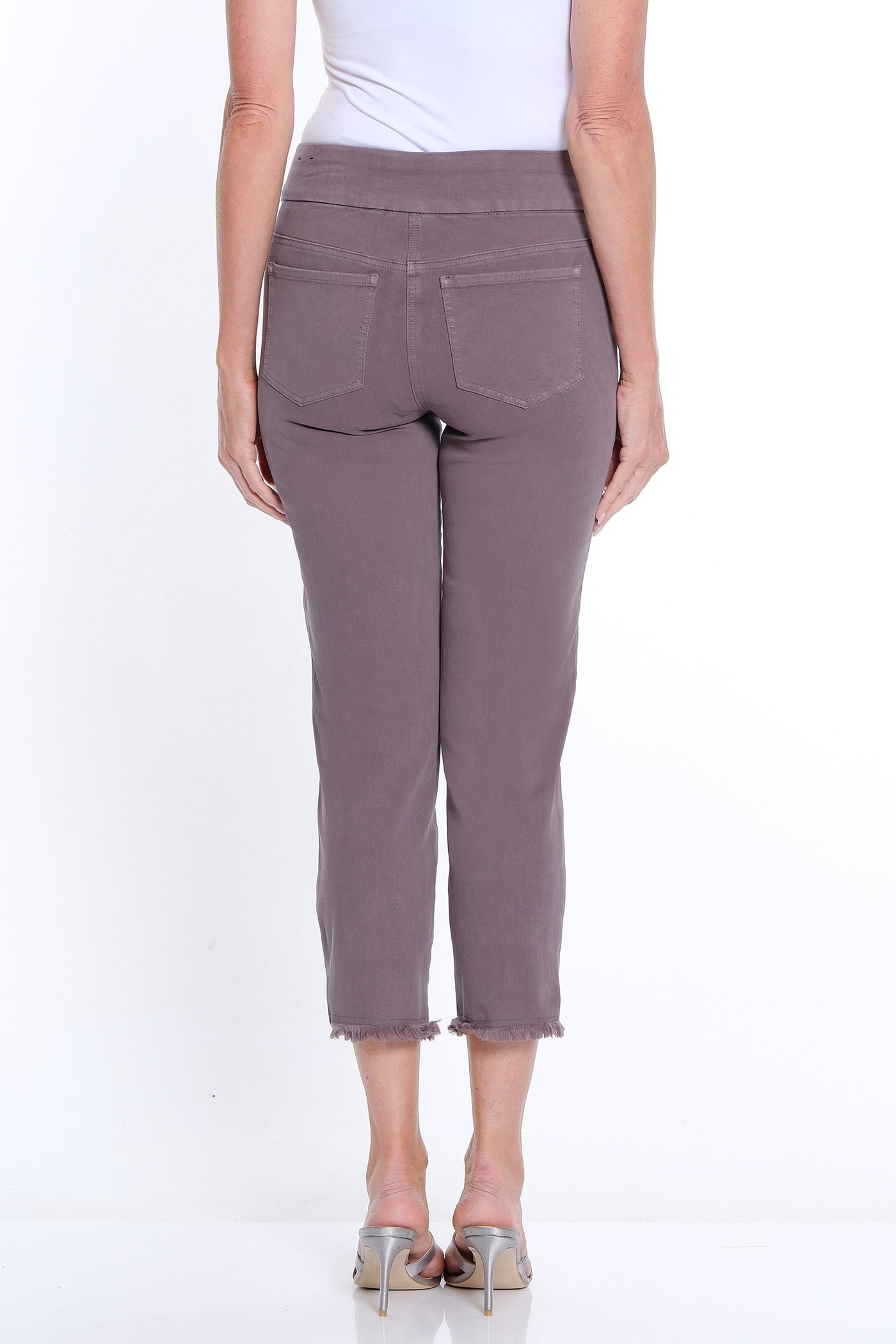 Denim Ankle Jean with Fringe Hem - Granite