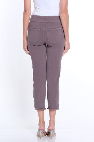 Denim Ankle Jean with Fringe Hem - Granite