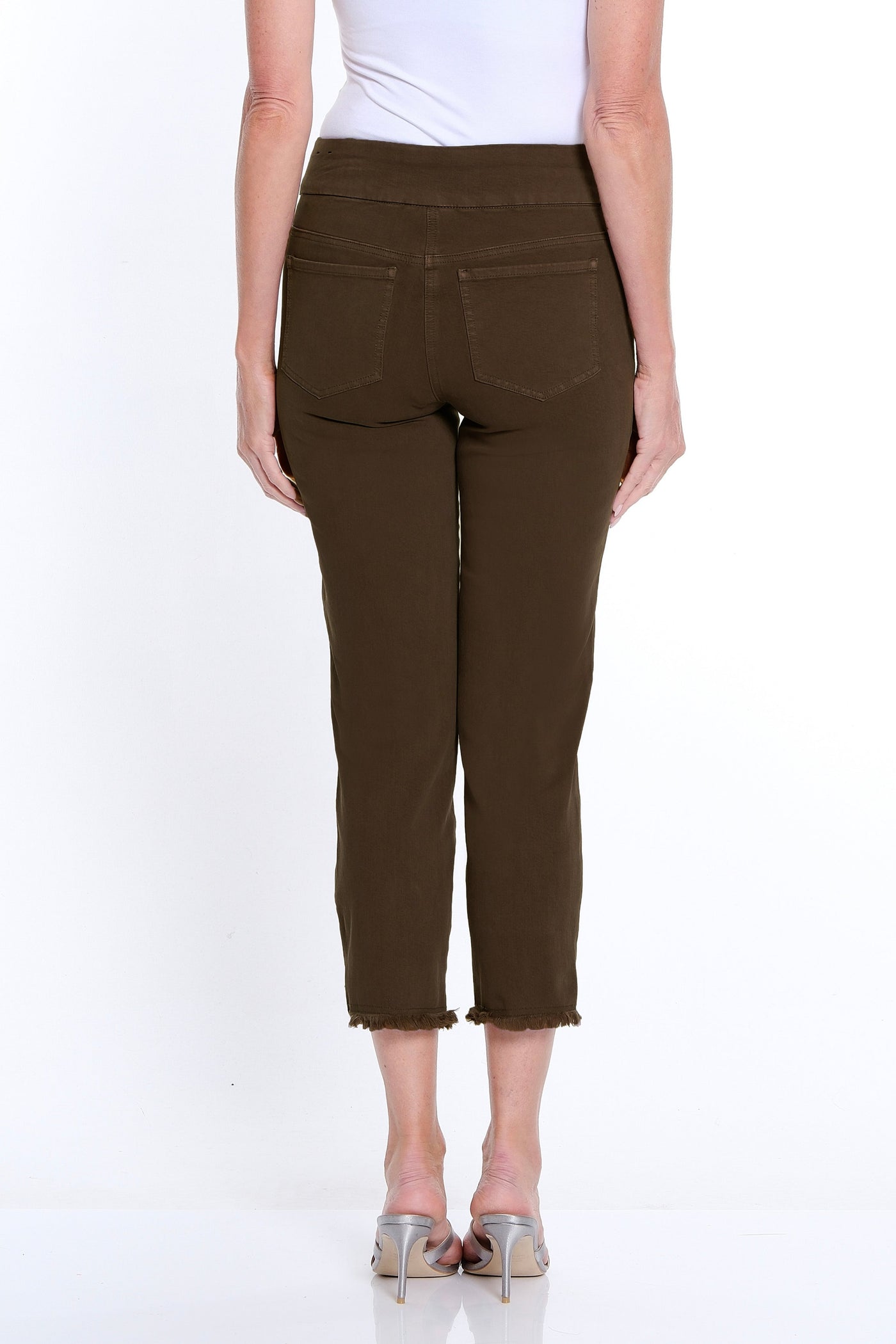 Denim Ankle Jean with Fringe Hem - Rich Chocolate