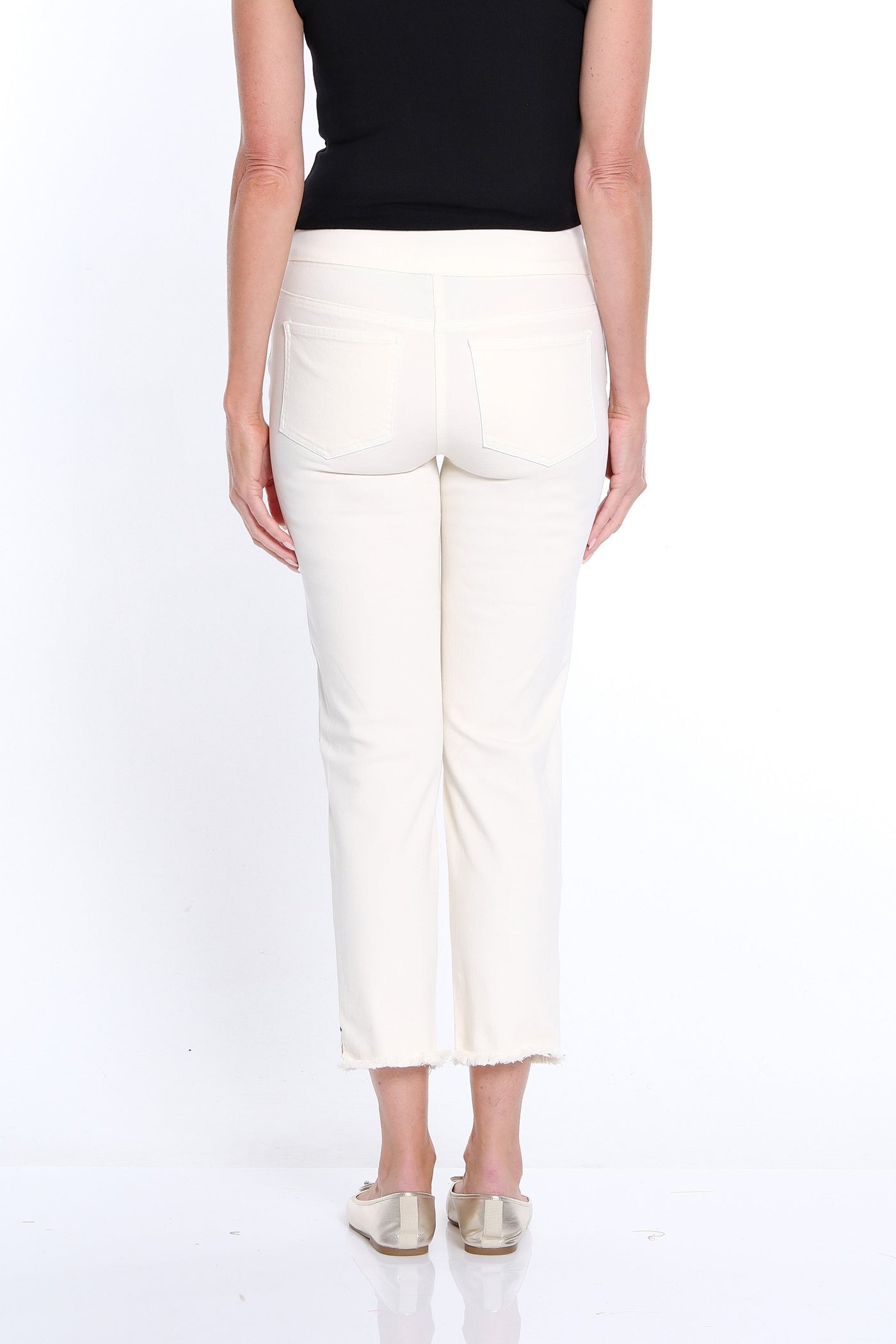 Denim Ankle Jean with Fringe Hem - Winter White