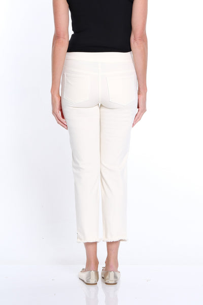 Denim Ankle Jean with Fringe Hem - Winter White