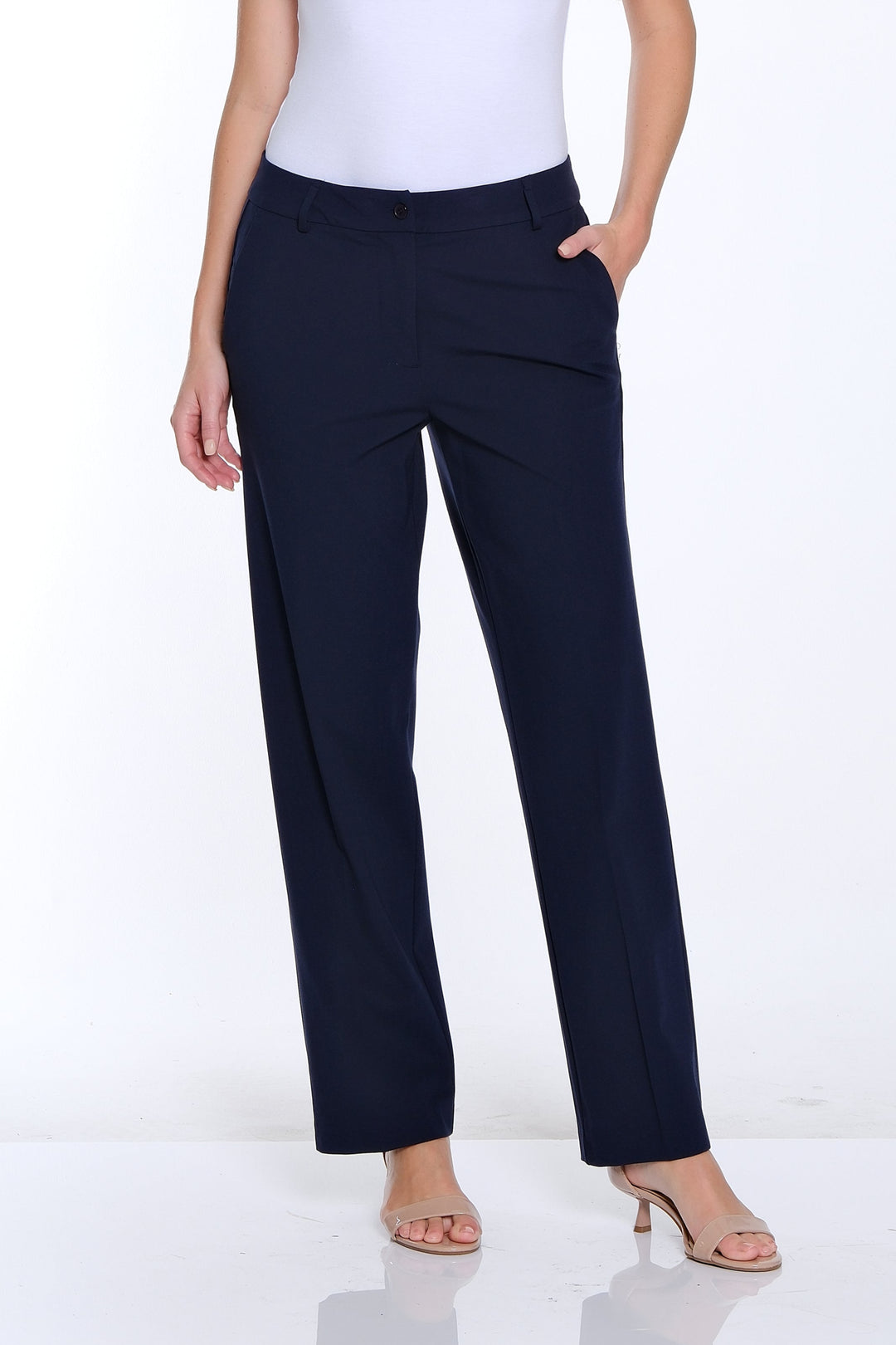 Ease-Y-Fit Solid Zip-Front Trouser - Midnight – SYI Brands-Multiples