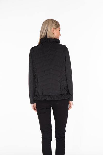Ruffle Quilted Vest - Women's - Black