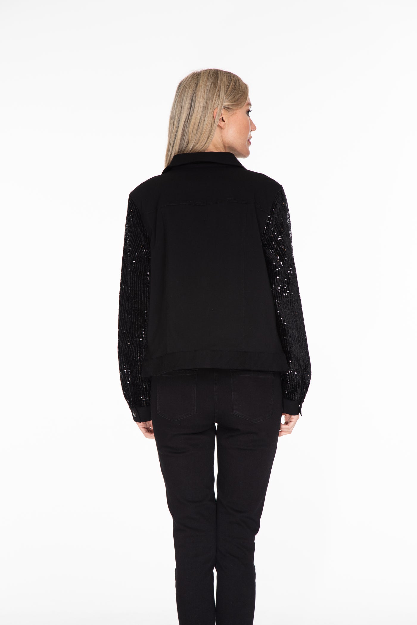 Sequin Velvet Twill Jacket - Black