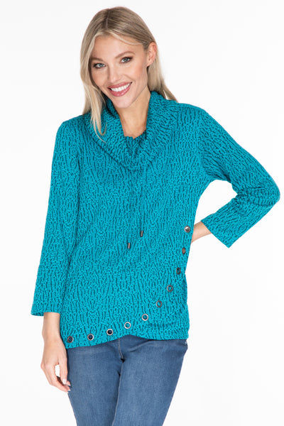 Wrap Front Top - Bright Teal