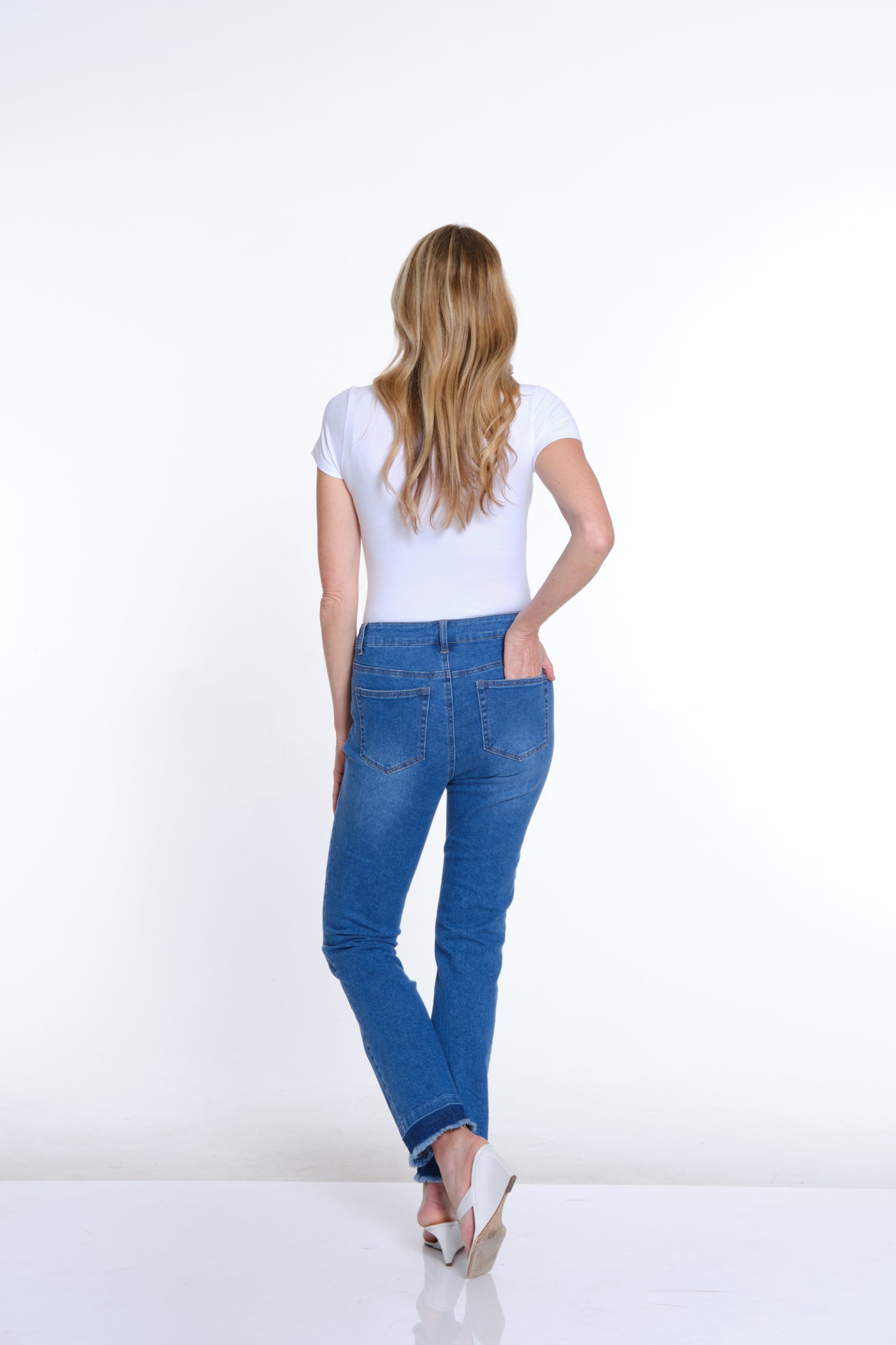 Contour Waist Solid Denim Jean - Medium Indigo