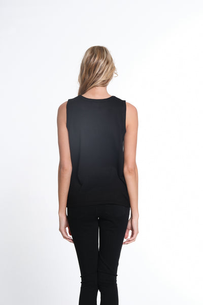 Jewel Neck Tank Sweater - Black