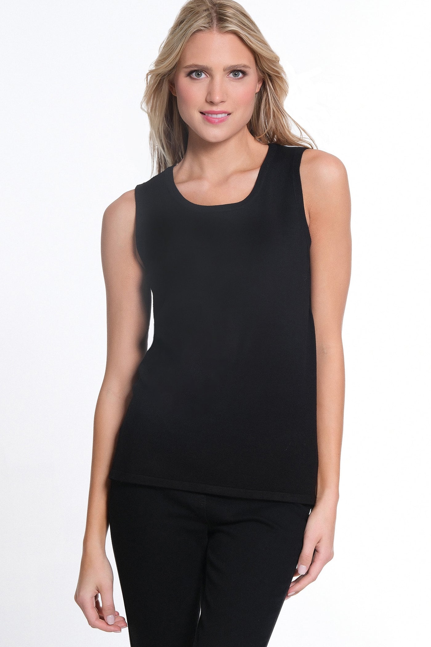 Jewel Neck Tank Sweater - Black