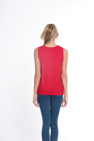 Jewel Neck Tank Sweater - Vivid Red