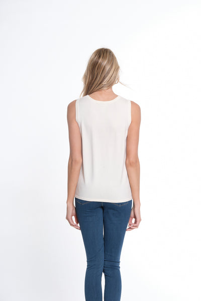 Jewel Neck Tank Sweater - Winter White