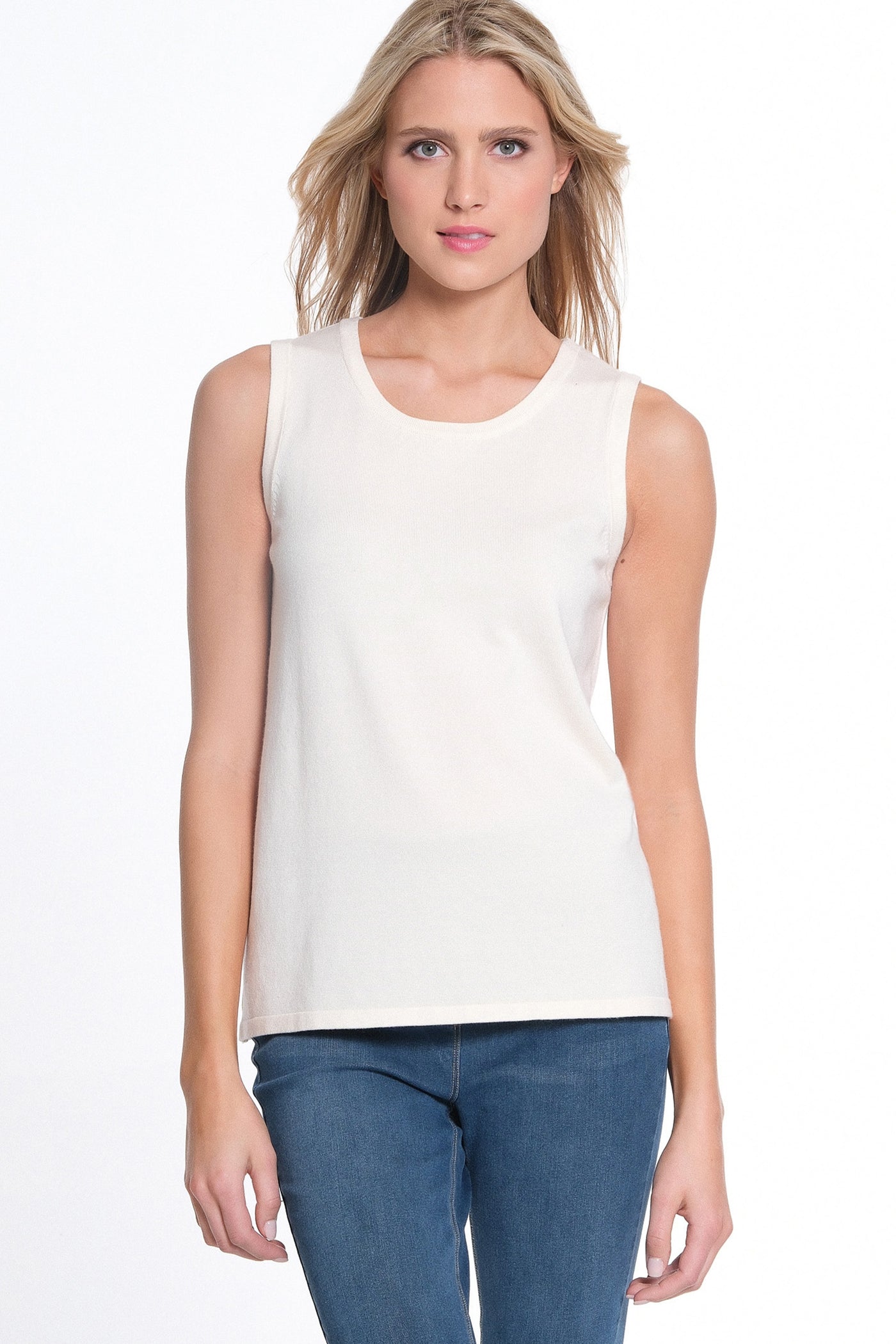 Jewel Neck Tank Sweater - Winter White