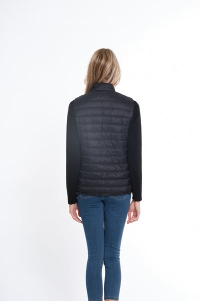 Zip Thru Collar Zip Pocket Quilted Vest - Women's - Black