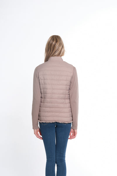 Zip Thru Collar Zip Pocket Quilted Vest - Women's - Stone