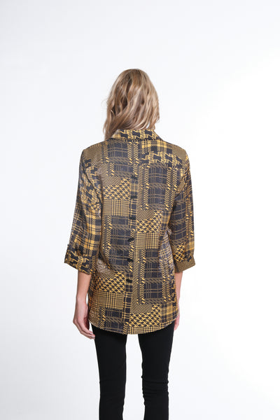 3/4 Sleeves Turn-Up Cuff Woven Shirt - Classic Gold